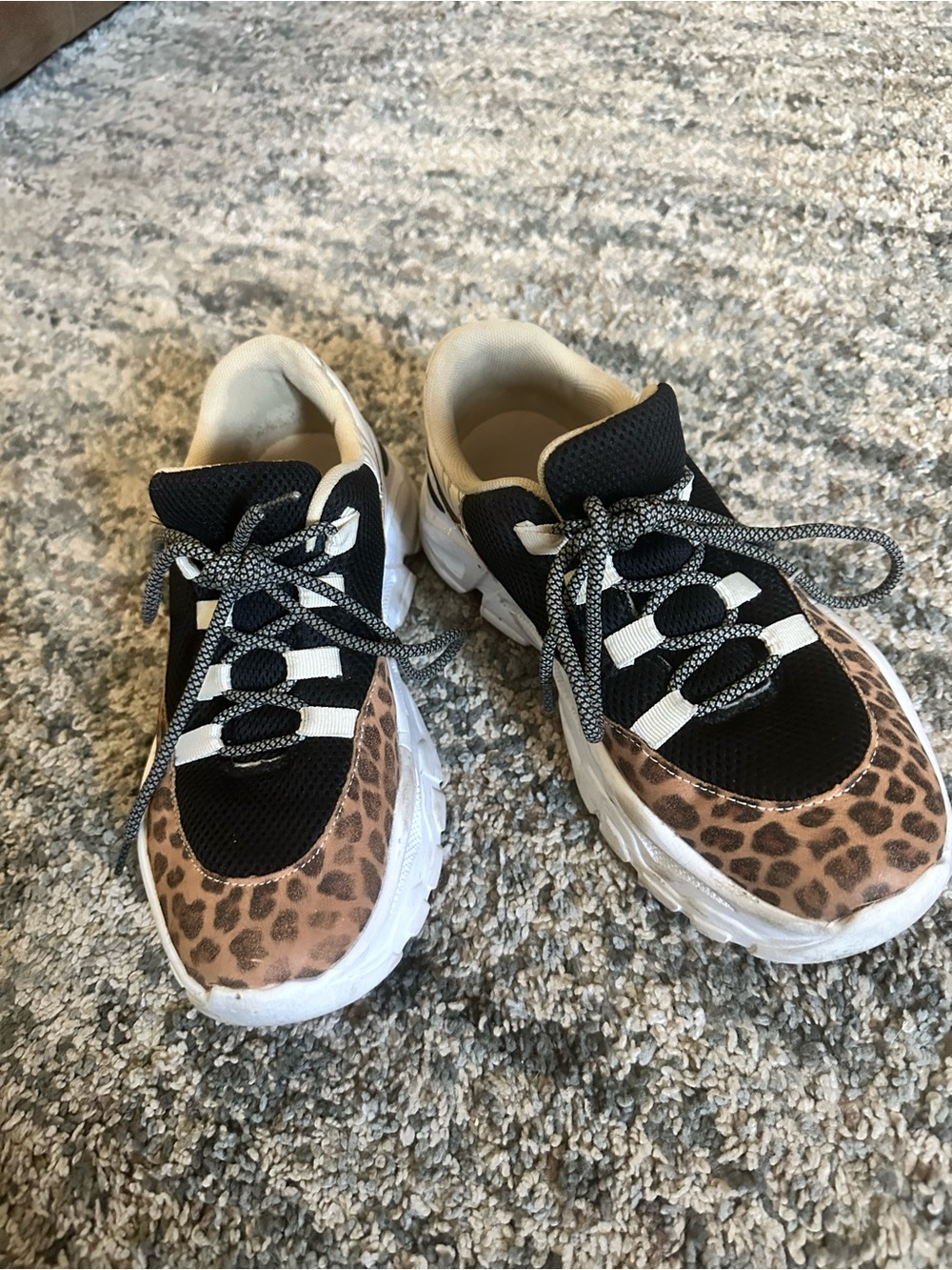 Source Unknown Leopard Print Chunky Sneakers in Black, Brown, White